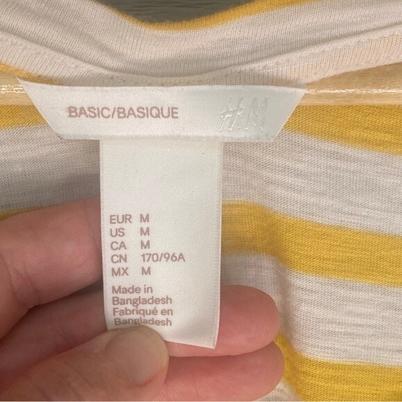 H&M Yellow and White Striped Jersey Dress - Elastic Waist - Size Medium - Picture 7 of 12